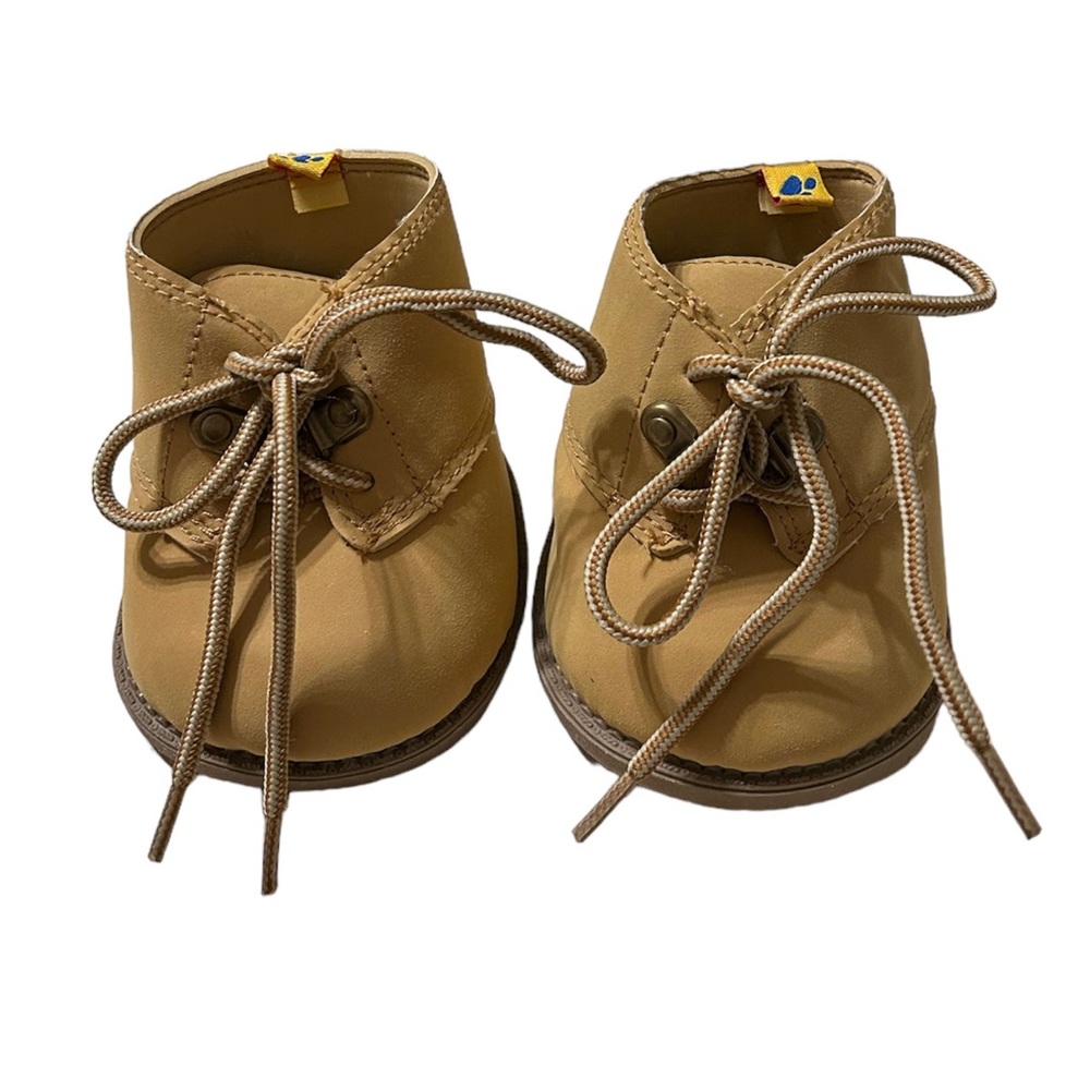 Build A Bear High Top Brown Lace-Up Work Construction Hiking Boots Teddy Shoes